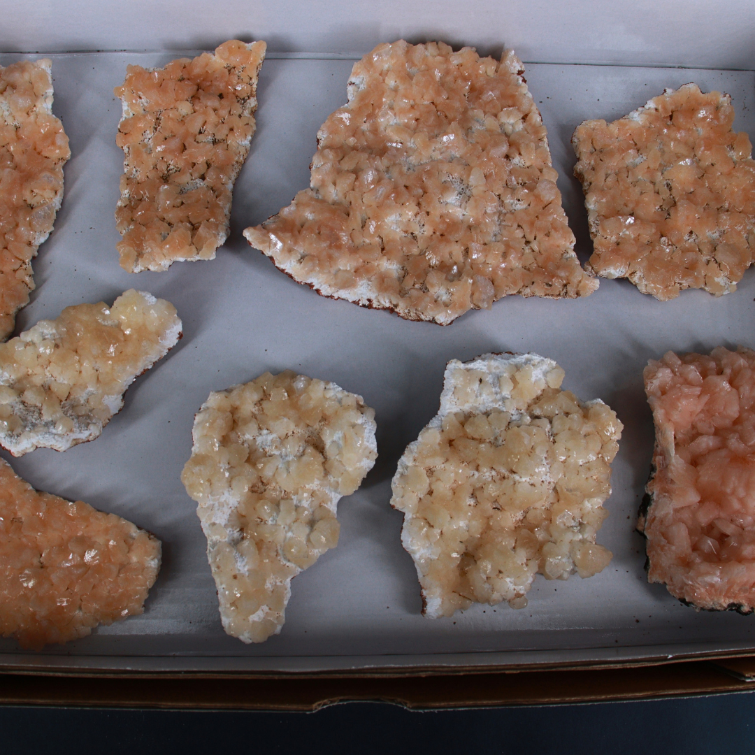 Natural Stilbite Heulandite Crystal Lot – 9 Pieces from India