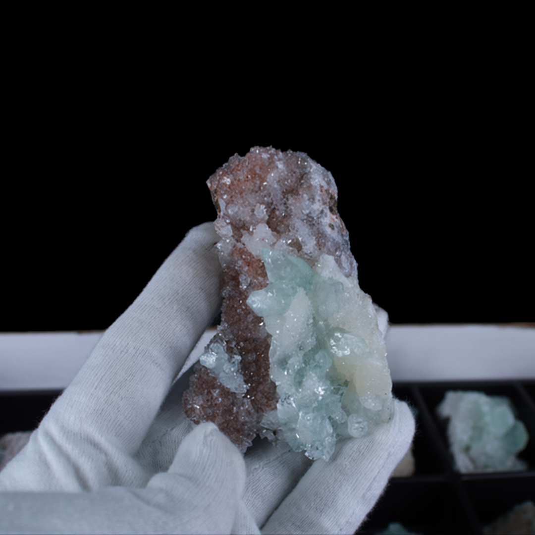 Natural Green Apophyllite Crystal Lot – 18 Pieces from India
