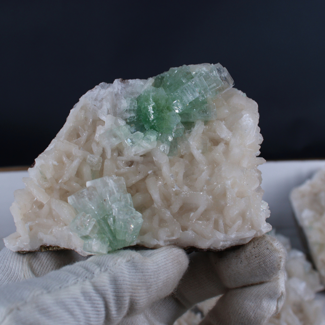 Natural Apophyllite with Heulandite Matrix Mineral Specimen Lot – 11 Pieces from India
