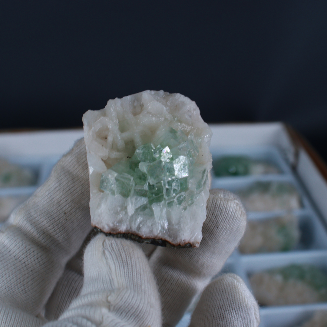 Natural Apophyllite with Heulandite Matrix Mineral Specimen Lot – 32 Pieces from India