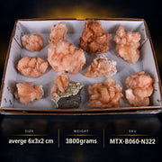 Natural Orange Stilbite with Heulandite Crystal Lot – 11 PCS – Mineral Specimens from India