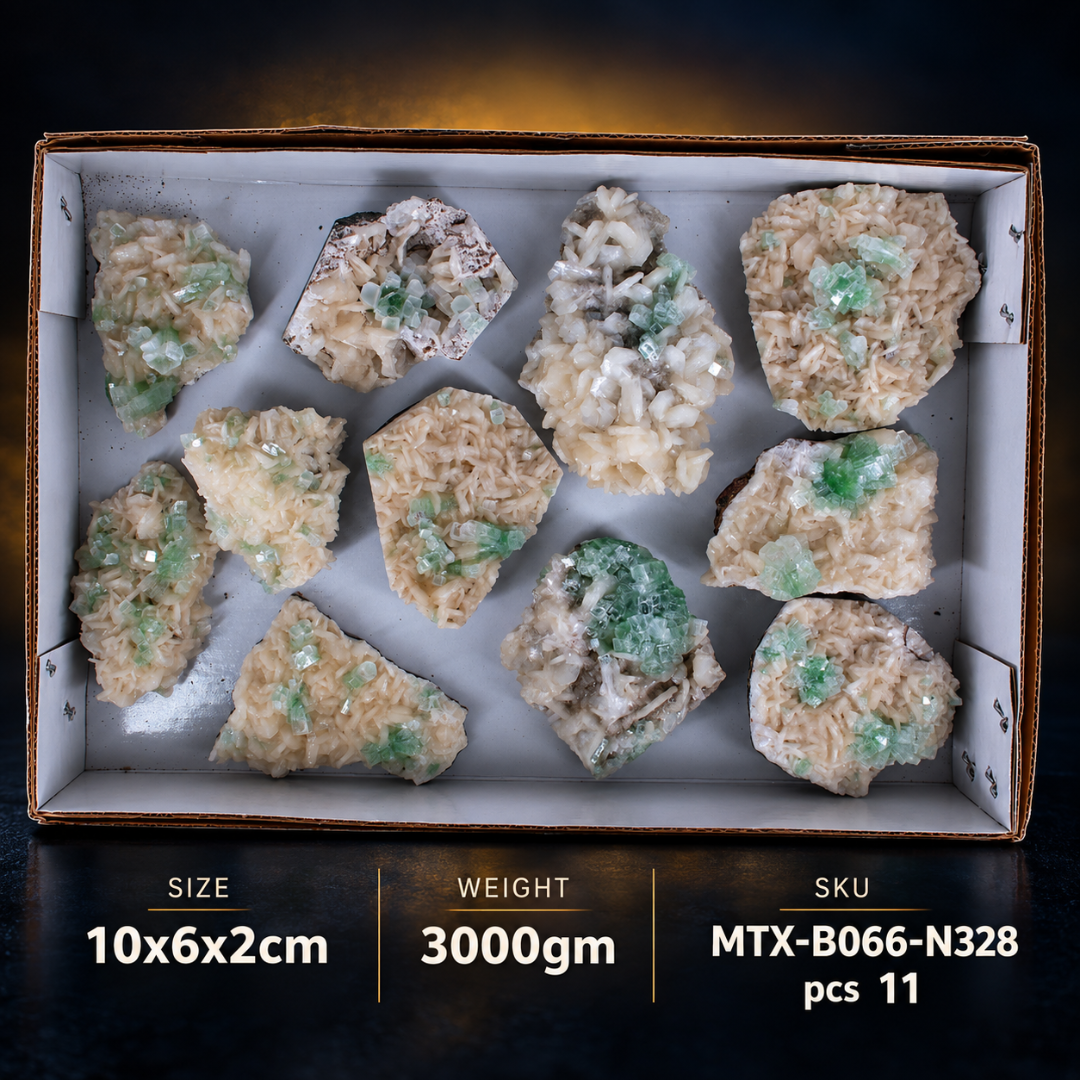 Natural Apophyllite with Heulandite Matrix Mineral Specimen Lot – 11 Pieces from India