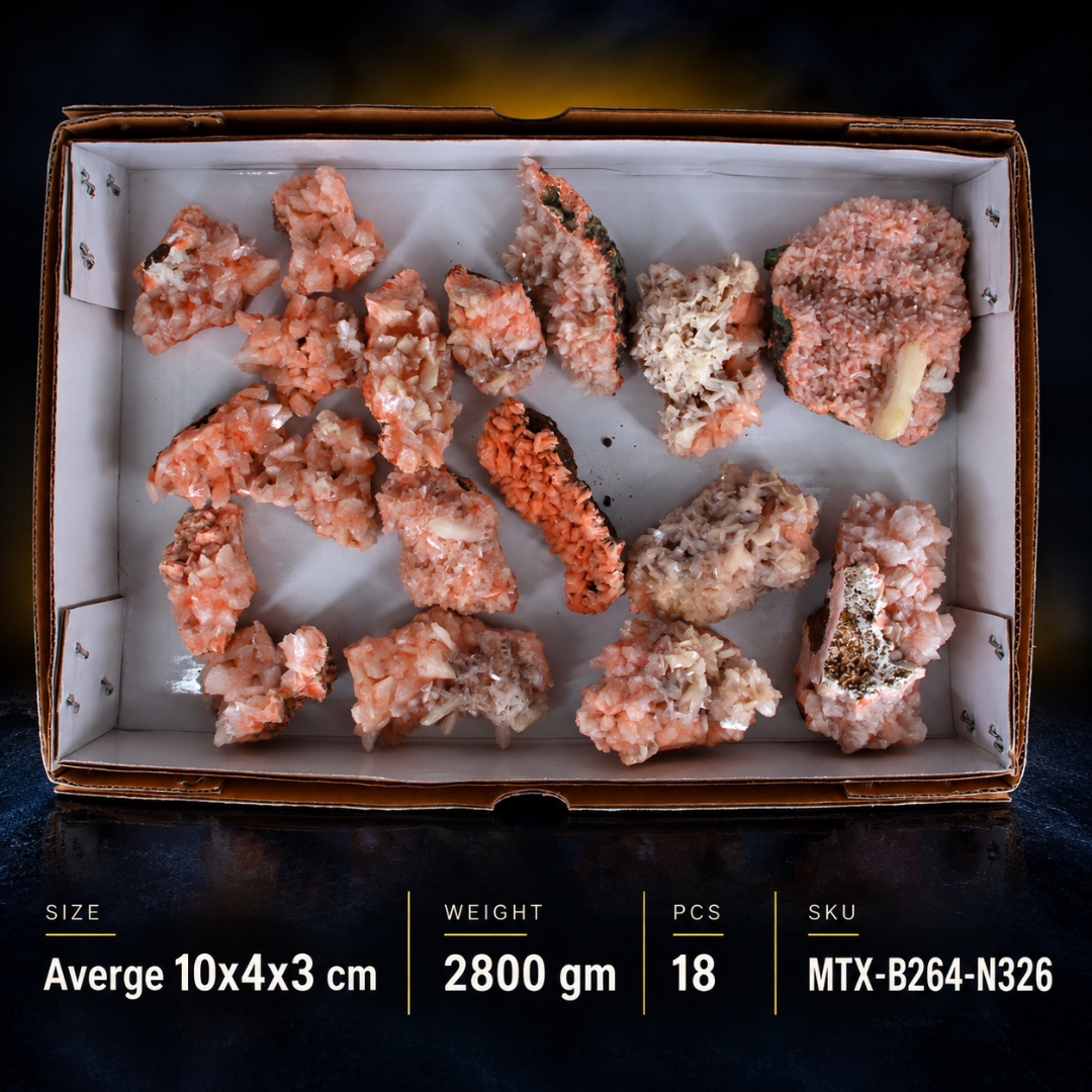 Natural Orange Stilbite Heulandite Crystal Lot – 18 Pieces from India