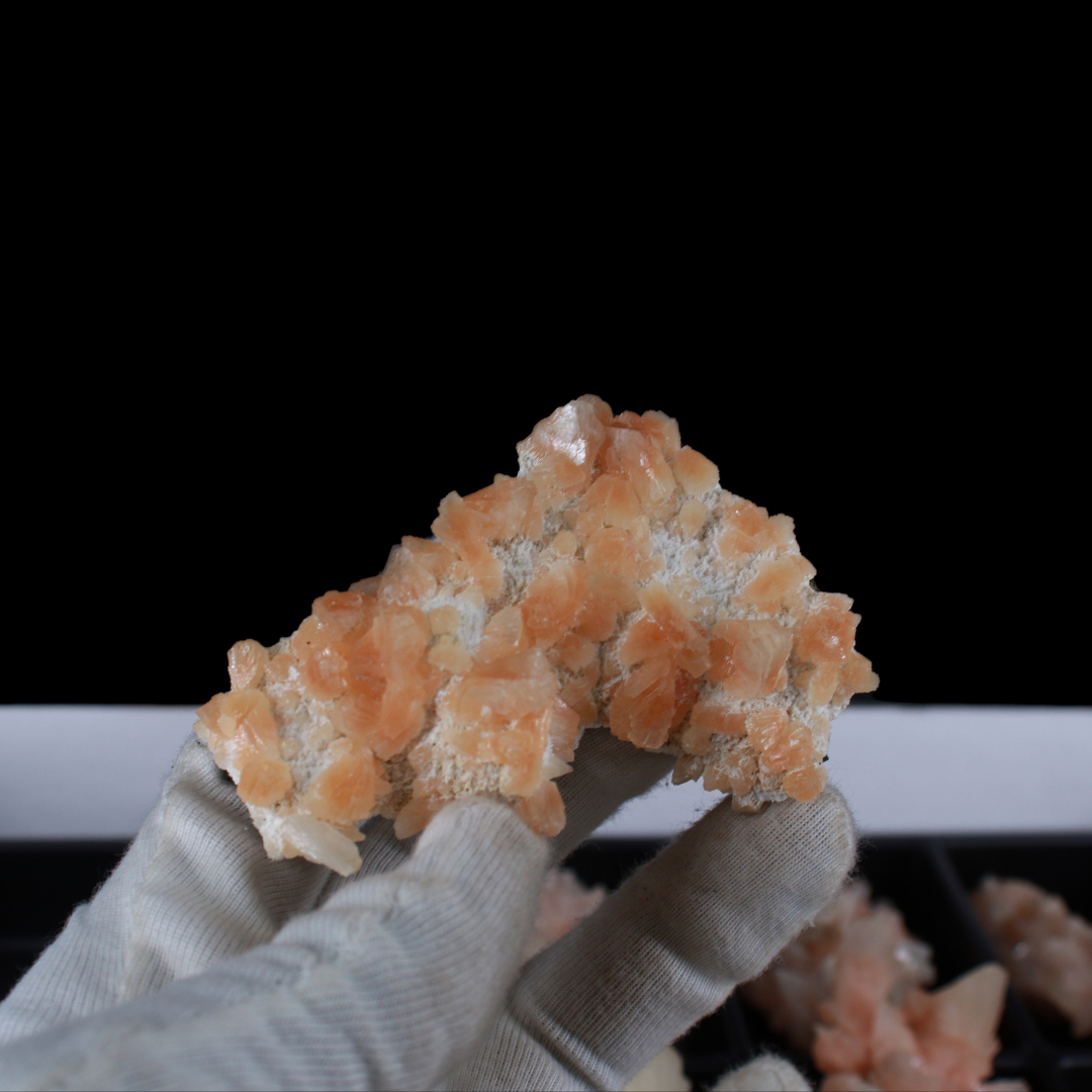 Natural Orange Stilbite with Heulandite Crystal Lot – 18 PCS – Mineral Specimens from India
