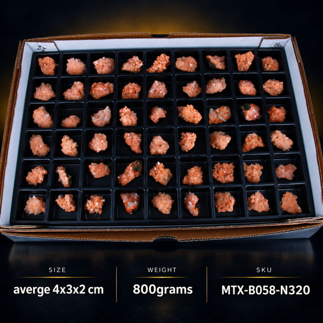 Natural Orange Stilbite with Heulandite Crystal Lot – 54 PCS – Mineral Specimens from India