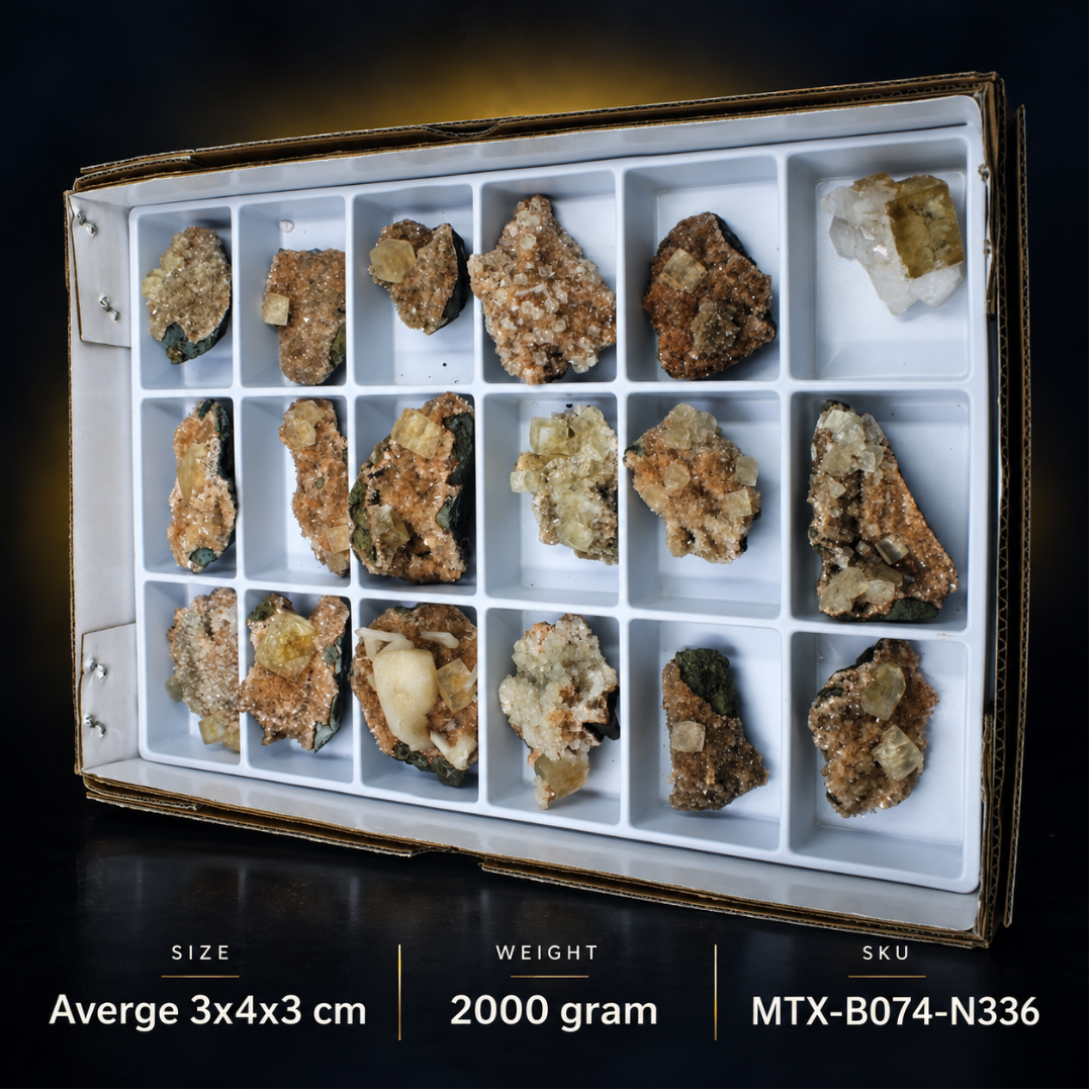 Natural Stilbite with Heulandite &amp; Calcite – 18 Piece Mineral Lot from India