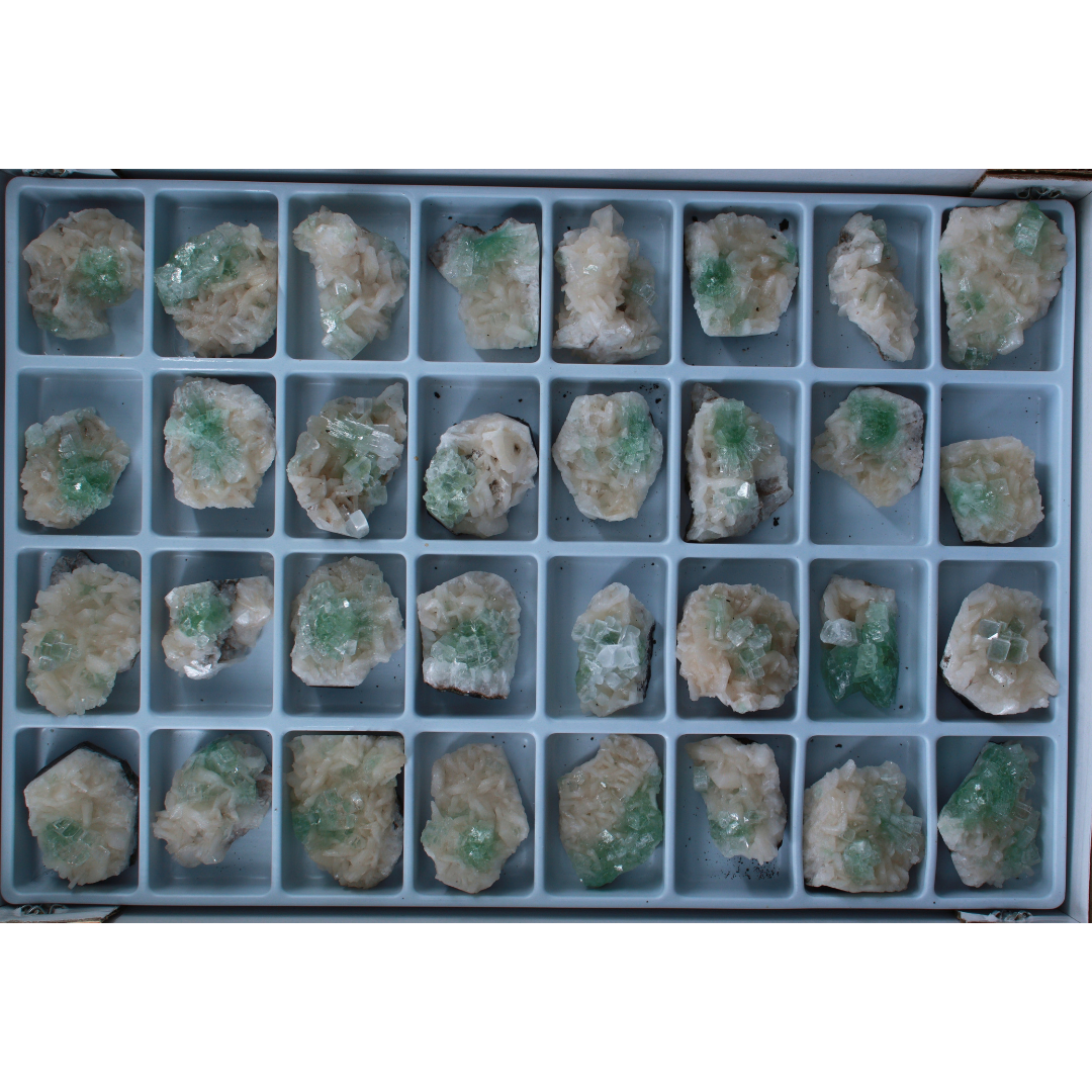 Natural Apophyllite with Heulandite Matrix Mineral Specimen Lot – 32 Pieces from India