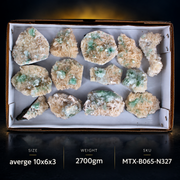 Natural Green Apophyllite with Stilbite &amp; Heulandite Crystal Lot – 13 PCS – Mineral Specimens from India