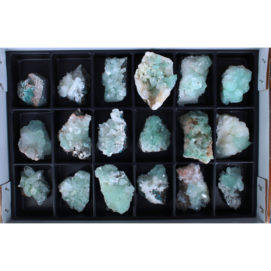 Natural Green Apophyllite Crystal Lot – 18 Pieces from India