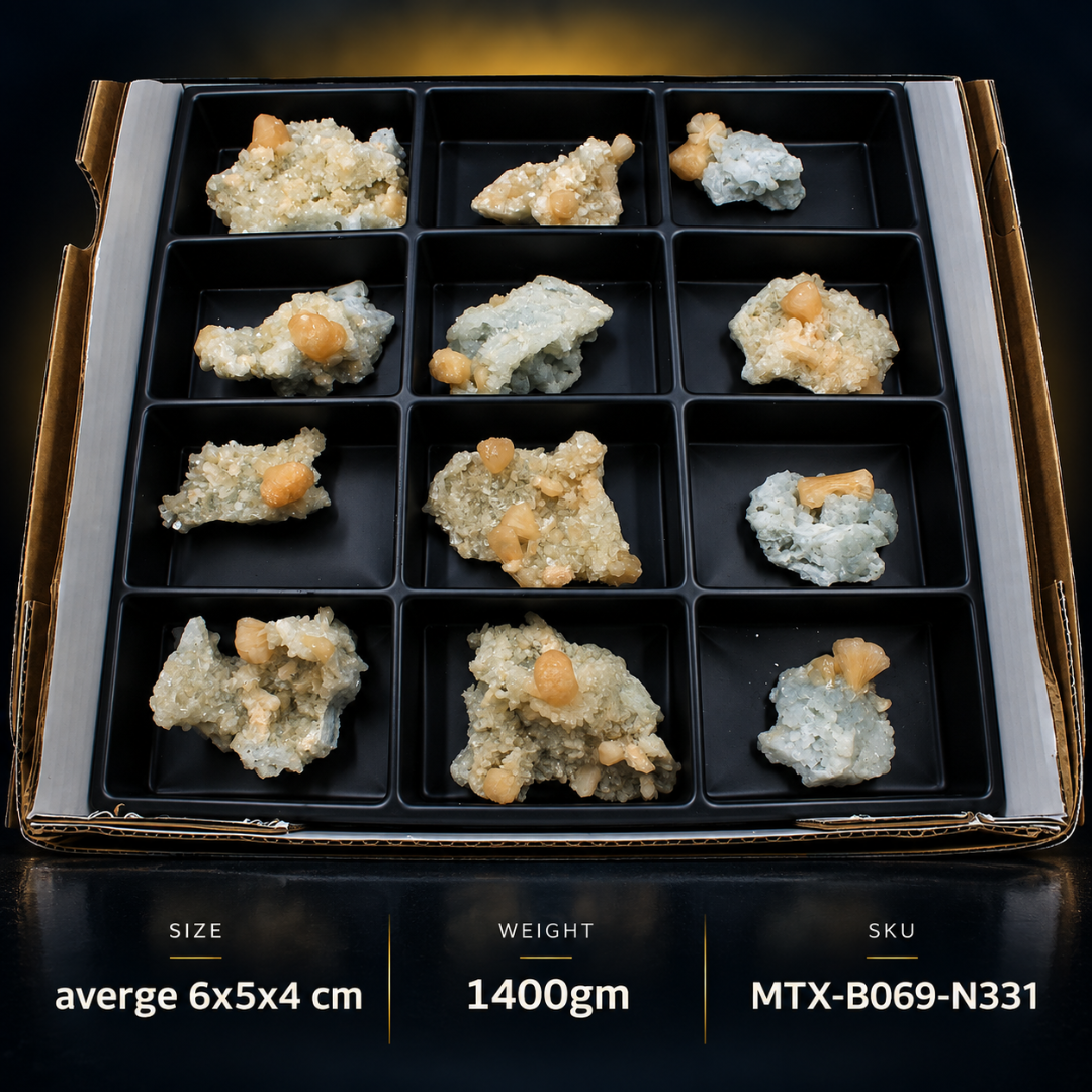 Natural Stilbite with Heulandite Crystal Lot – 18 PCS – Mineral Specimens from India