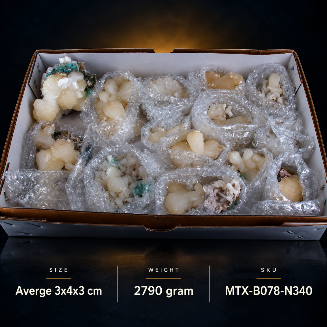 Natural Stilbite with Heulandite Crystal Lot – 14 Pieces from India