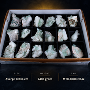 Natural Green Apophyllite, Stilbite with Heulandite Crystal Lot – 18 Pieces from India