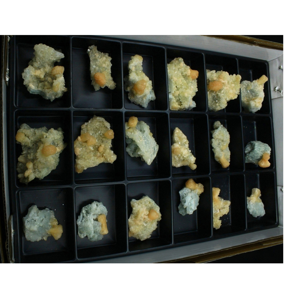 Natural Stilbite with Heulandite Crystal Lot – 18 PCS – Mineral Specimens from India