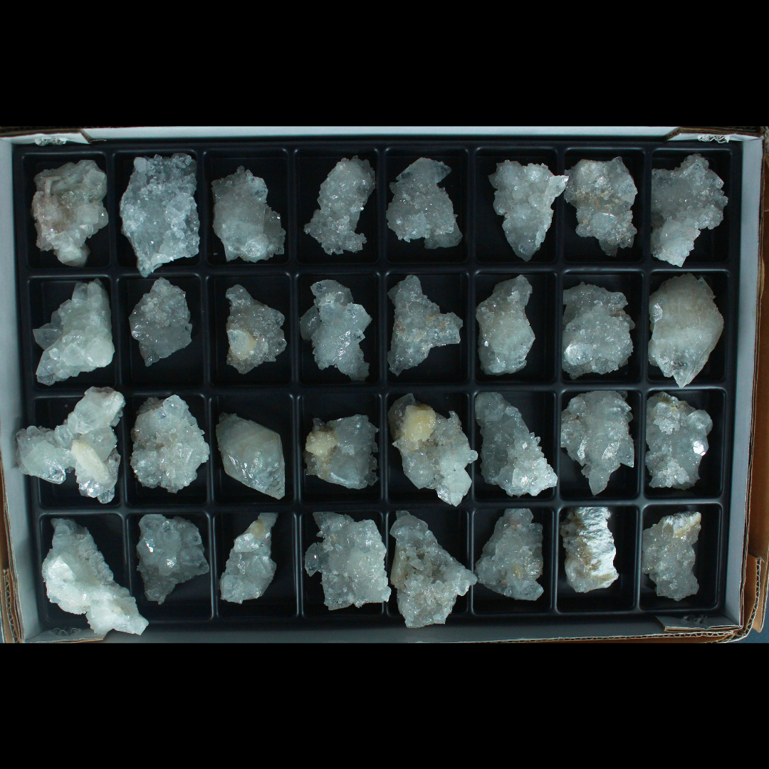 Natural Green Apophyllite, Stilbite with Heulandite Crystal Lot – 24 Pieces from India