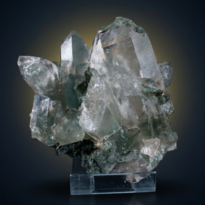 Green Chlorite Himalayan Quartz Prismatic Crystal Group — India | 1800 g | 14 × 15 × 12 cm