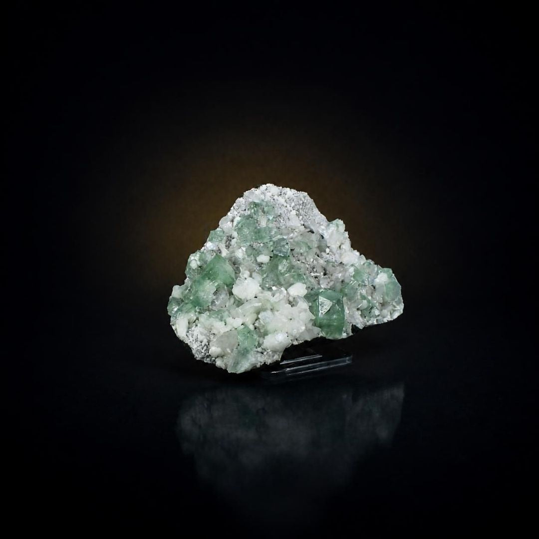 Green Tabular Apophyllite with White Mordenite | 266 g | 10 × 8 × 3 cm