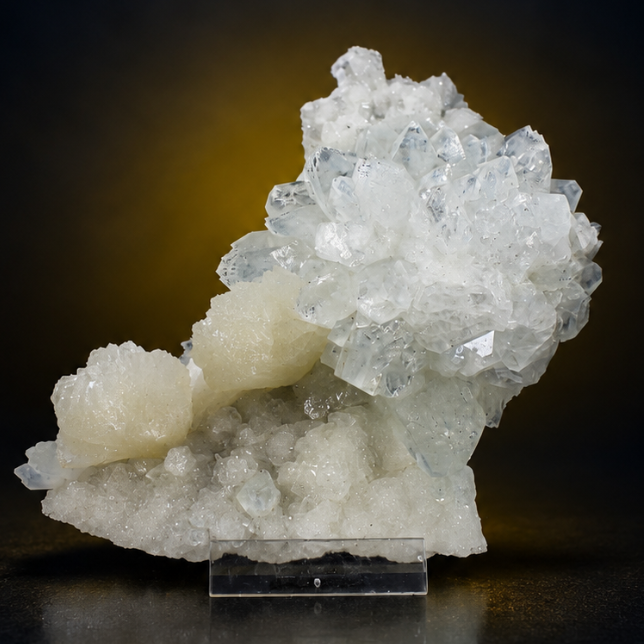 Apophyllite Tabular Crystal Cluster with Heulandite on Matrix — India | 26 g | 14 × 7 × 4 cm