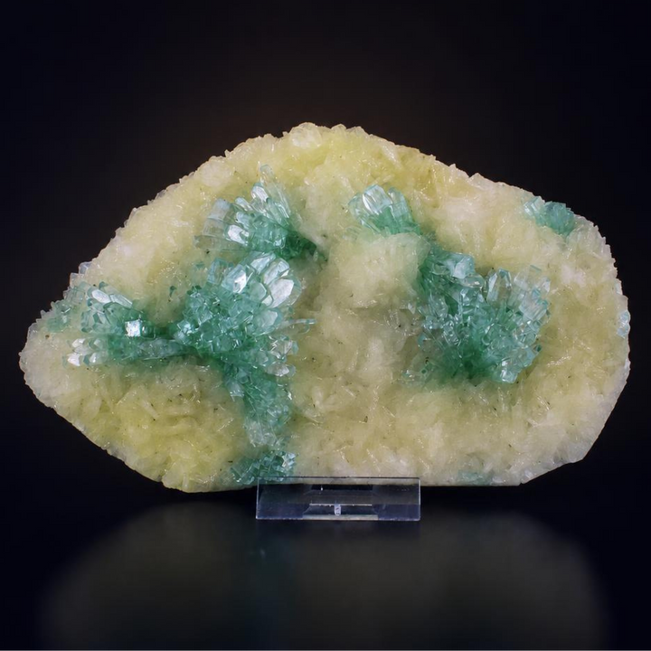 Green Apophyllite Crystal Group with Stilbite on Matrix — India | 584 g | 16 × 10 × 4 cm
