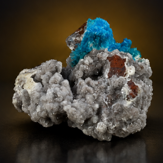 Blue Cavansite Crystal Cluster on Grey Crystalline Matrix — India | 30 g | 4 × 4 × 3 cm