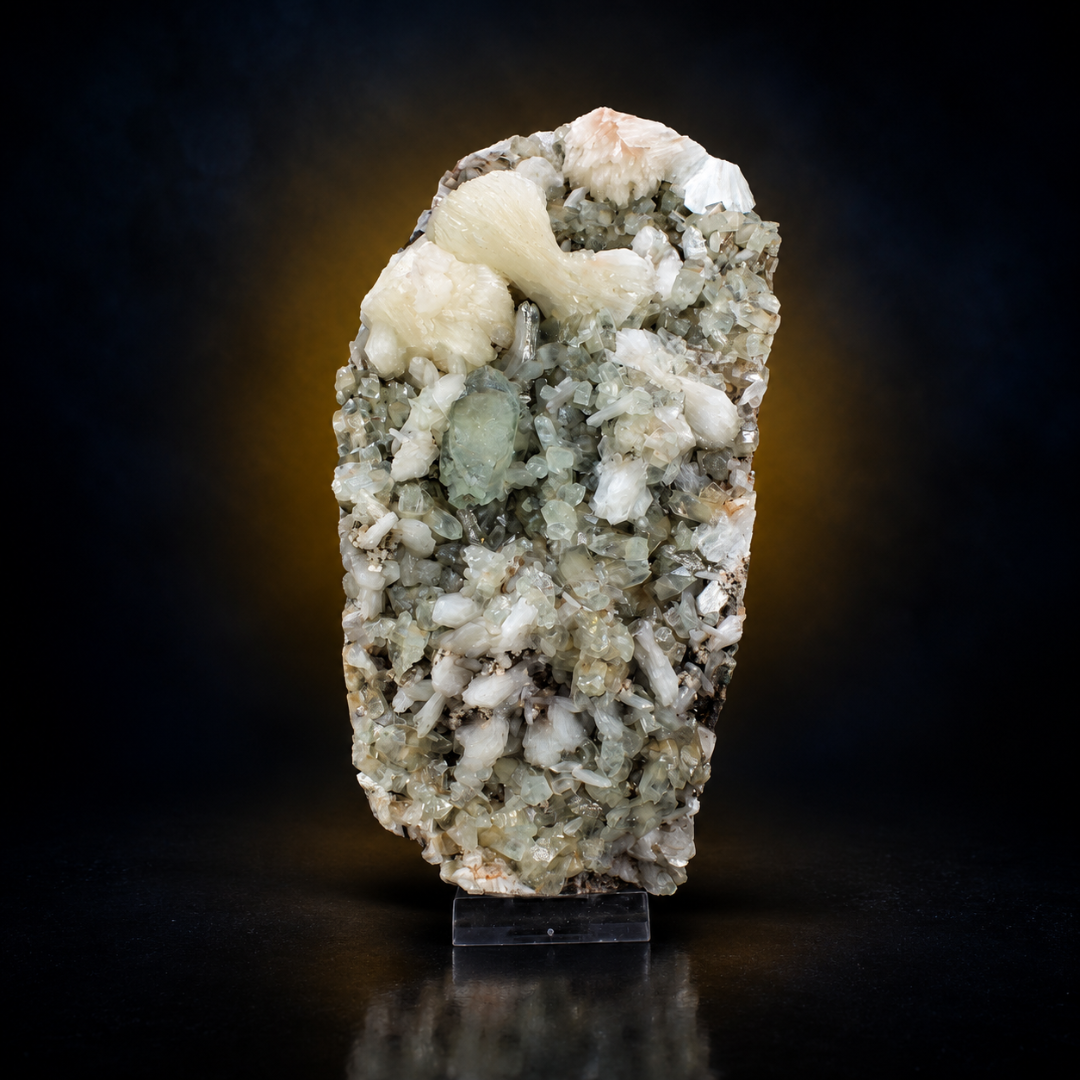 Natural Green Apophyllite with Heulandite Matrix Scolecite