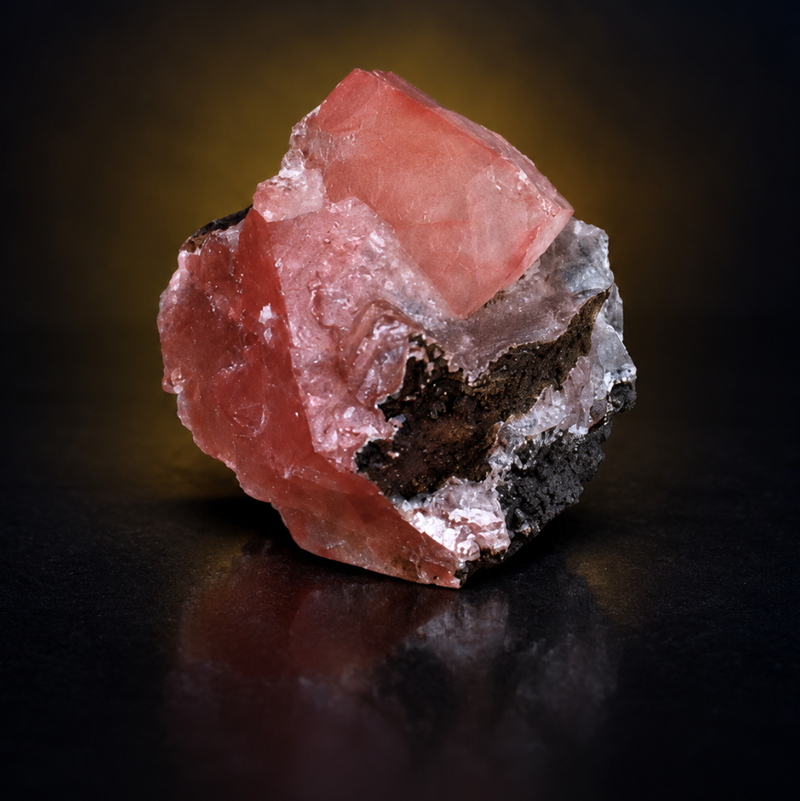 Red Calcite Tabular Crystals on Dark Matrix — India | 170 g | 7 × 5 × 5 cm