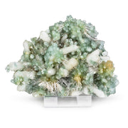 Green Botryoidal Acicular Tabular Apophyllite on White Stilbite Matrix · 1050 g · 20 × 15 × 6 cm · Pune
