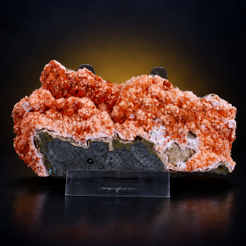 Orange Stilbite Drusy Crystal-Coated Matrix | 120 g | 11 × 5 × 5 cm