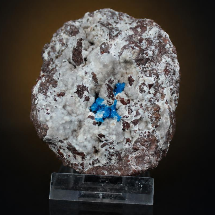 Blue Cavansite Crystal Aggregates on White-Coated Rock Matrix — India | 200 g | 8 × 6 × 3 cm