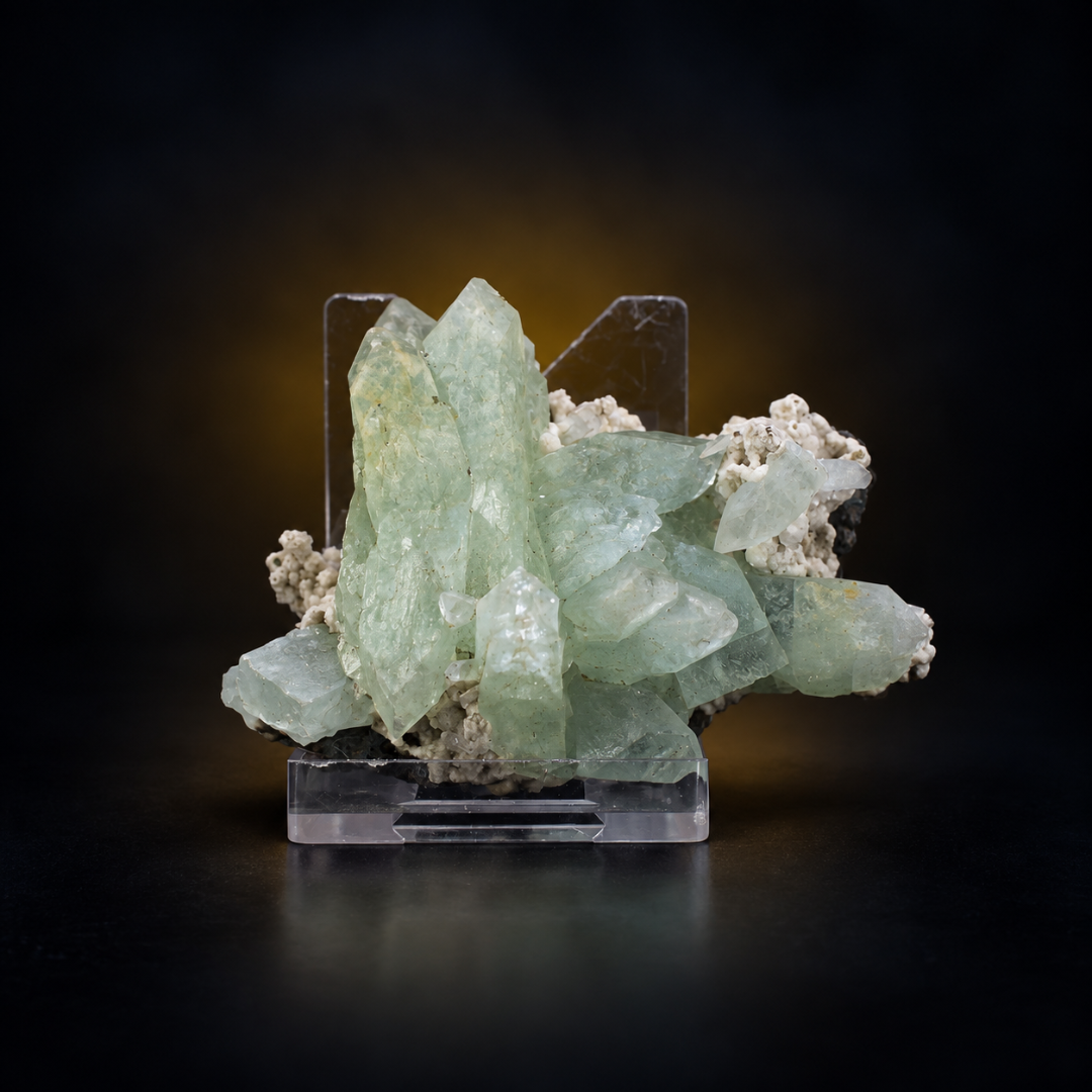 Natural Green Apophyllite with Stilbite Mineral Specimen – 70g