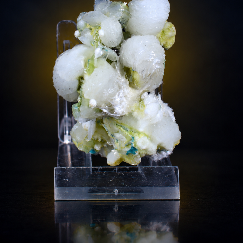 White Okenite Fibrous Spheres with Apophyllite and Heulandite | 50 g | 7 × 5 × 5 cm
