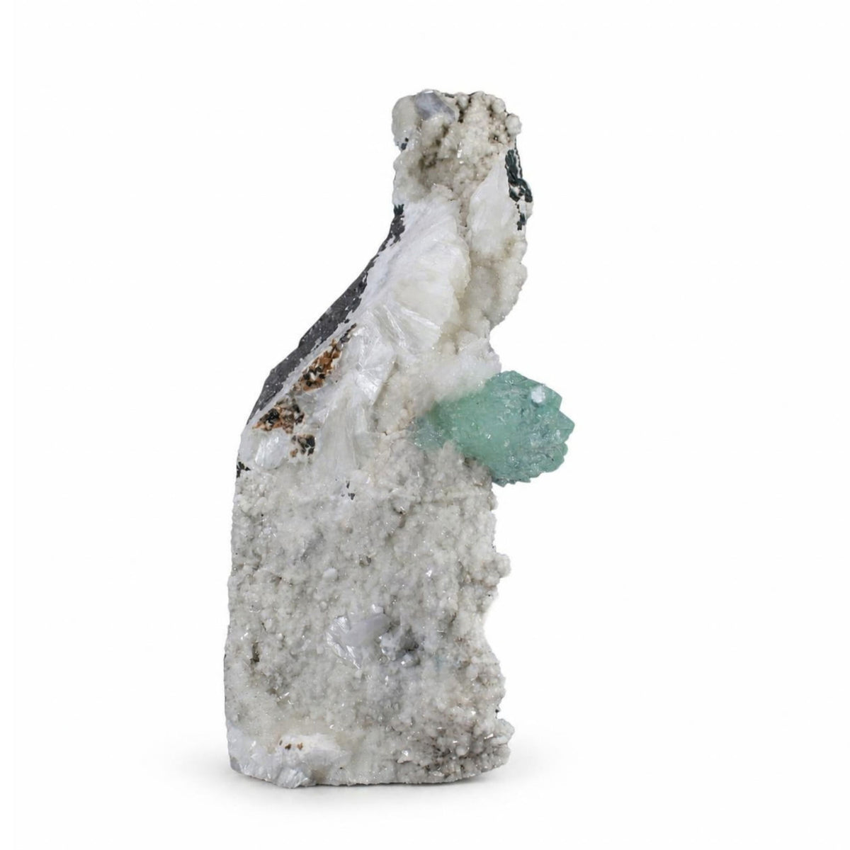 Natural Green Apophyllite with White Stilbite Mineral Specimen 14 × 6 × 5 cm 290 g