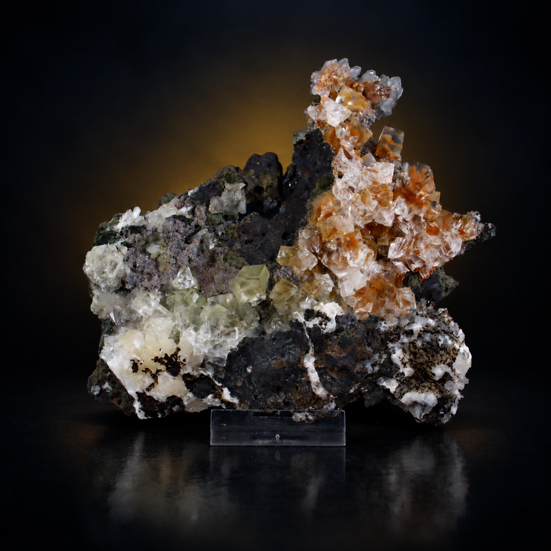 Calcite on Dark Matrix Rock – Natural Crystal Mineral Specimen