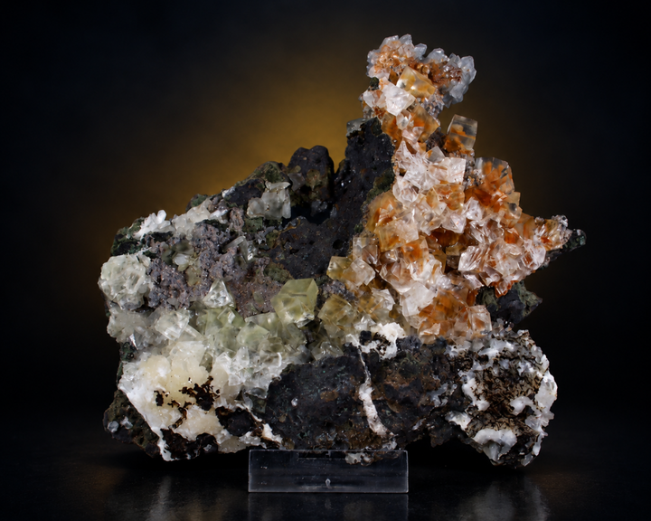 Calcite Crystal Group on Dark Matrix Rock | 410 g | 15 × 14 × 5 cm