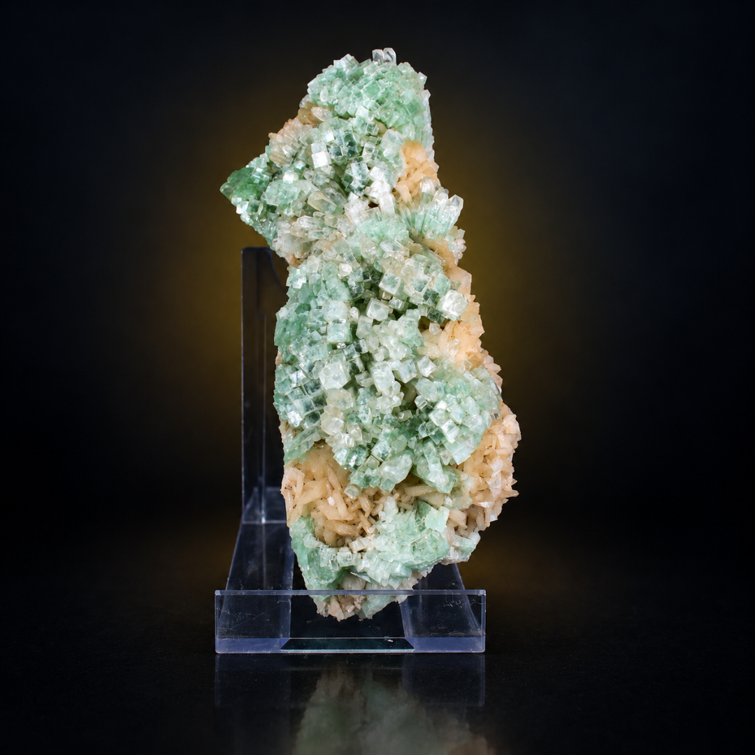 Green Apophyllite with Stilbite – Natural Mineral Specimen