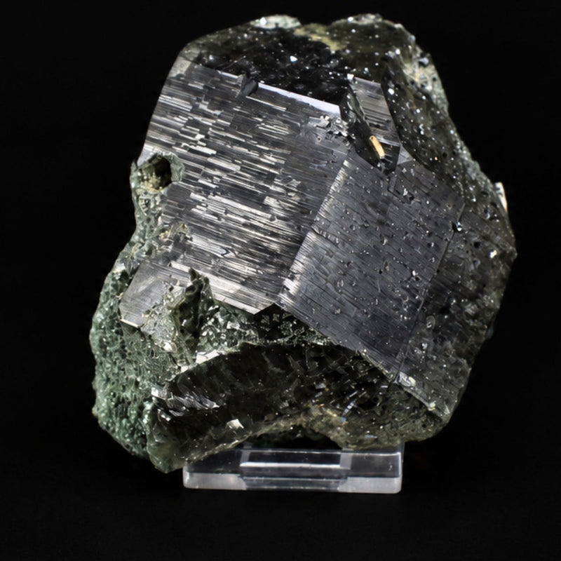 Black Smoky Quartz Striated Prismatic Crystal | 440 g | 9 × 8 × 6 cm