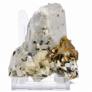 Natural Fluorescent Transparent Apatite with Pyrite & Black Tourmaline on Matrix
