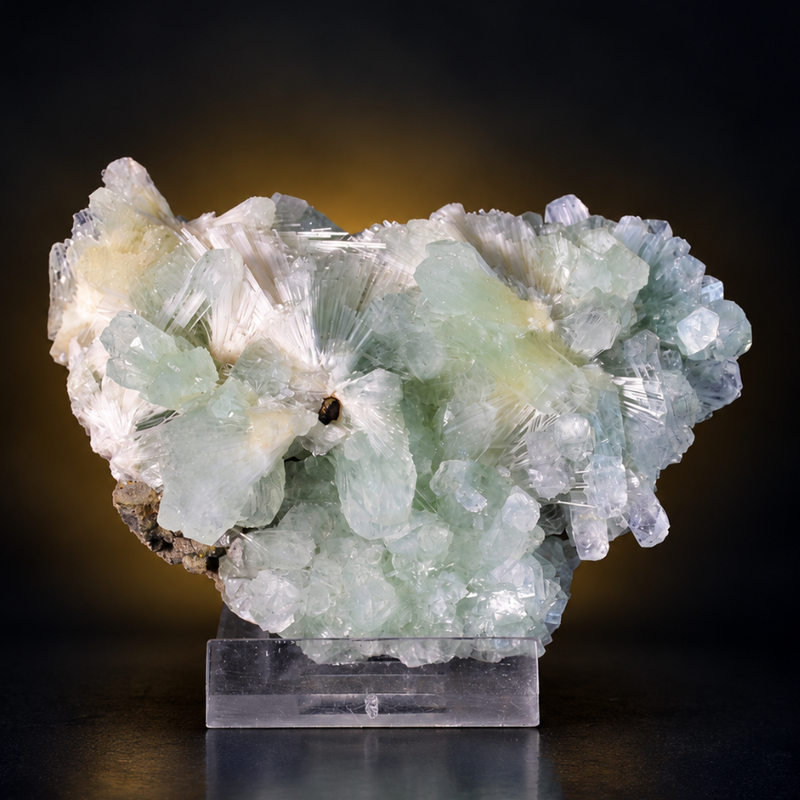 Green Apophyllite Tabular Crystal Cluster on Matrix | 160 g | 10 × 7 × 4 cm