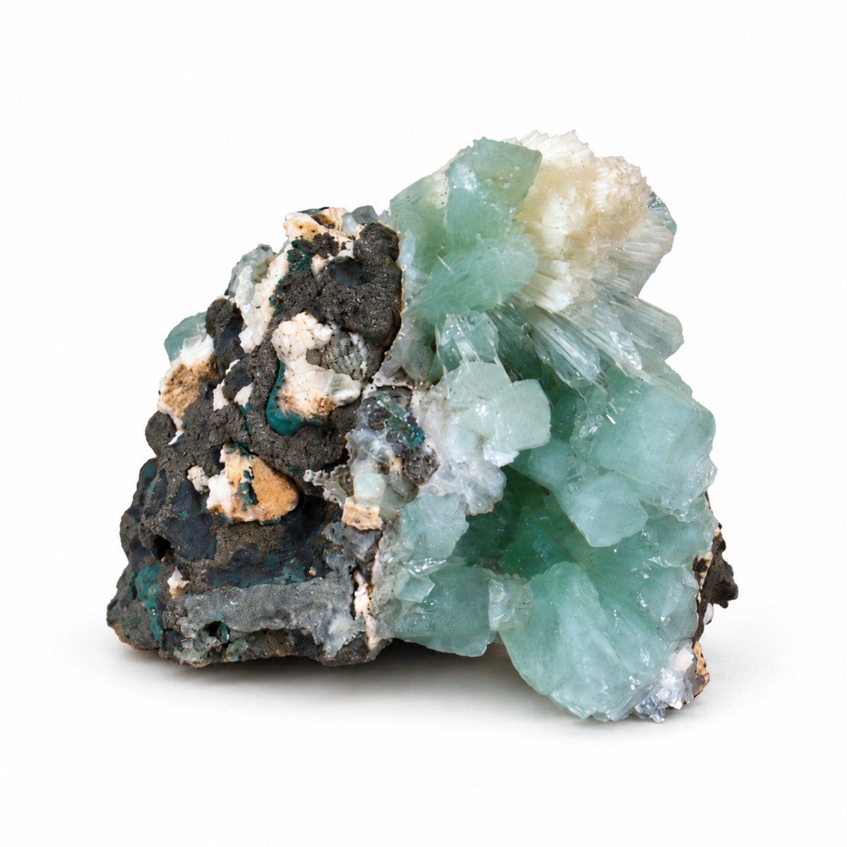 Natural Green Apophyllite with Stilbite Collector Specimen – 110 g