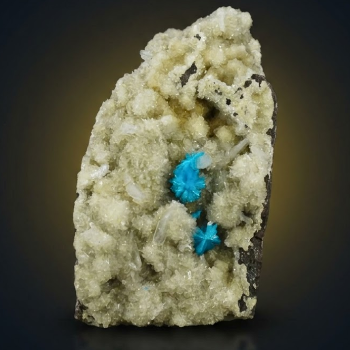 Blue Cavansite Crystal Aggregates on Cream Matrix — India | 70 g | 6 × 3 × 4 cm