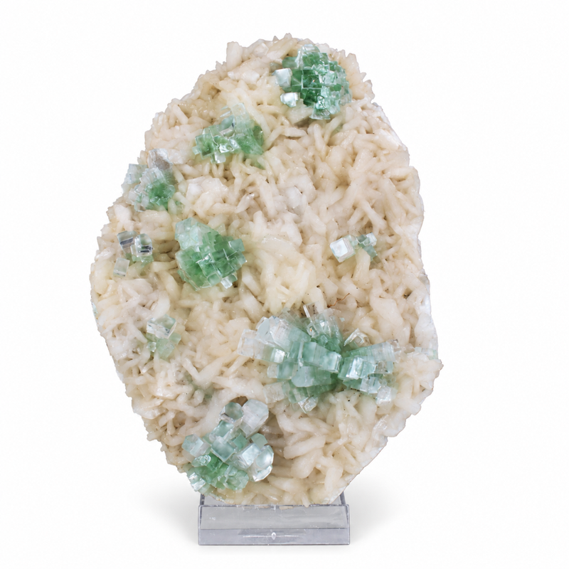 Green Apophyllite with Heulandite – Natural Mineral Specimen