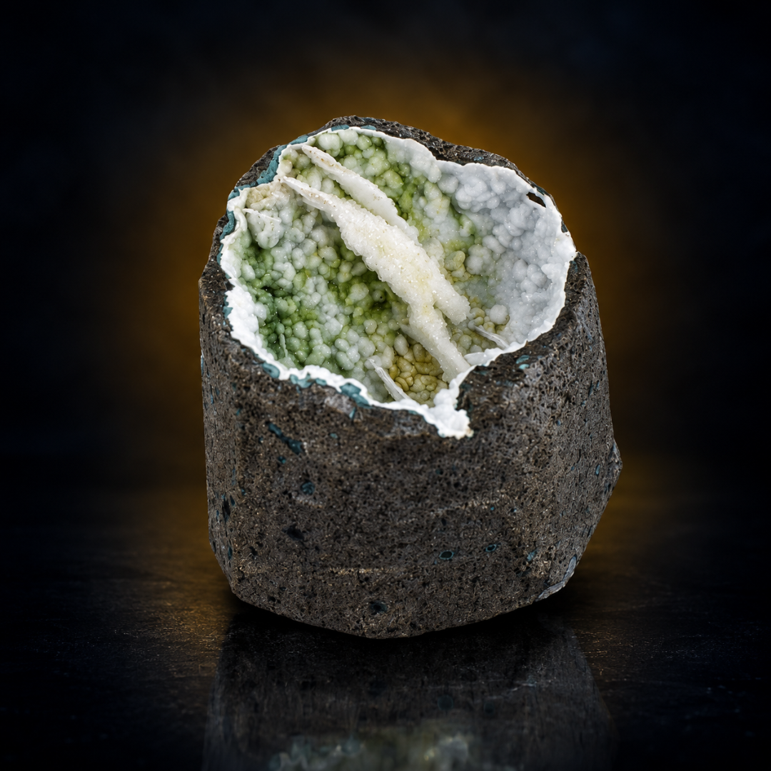 Natural Green &amp; White Chalcedony Geode – 360g