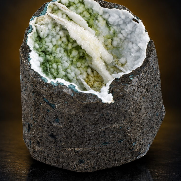 Green and White Chalcedony Geode | 360 g | 8 × 6 × 6 cm
