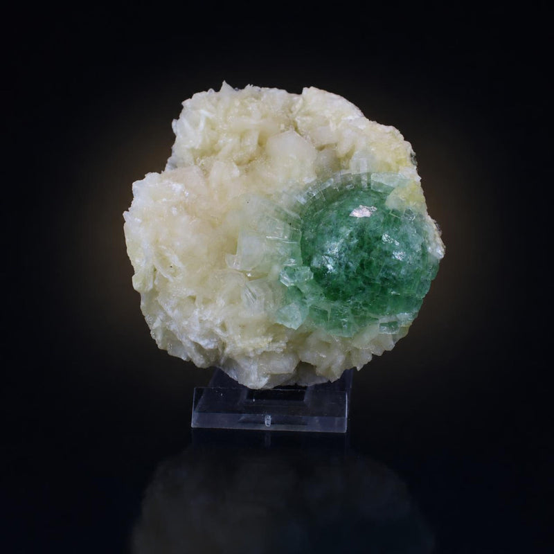 Natural Green Apophyllite with Stilbite Crystal Matrix Mineral Specimen from India 330 gm 10 × 9 × 3 cm