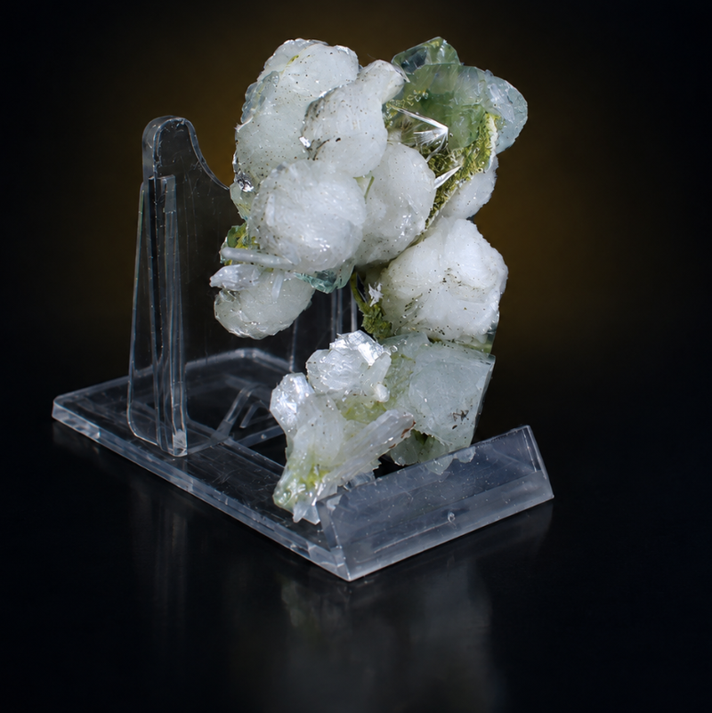 White Okenite Fibrous Spheres with Heulandite | 60 g | 7 × 4 × 3 cm