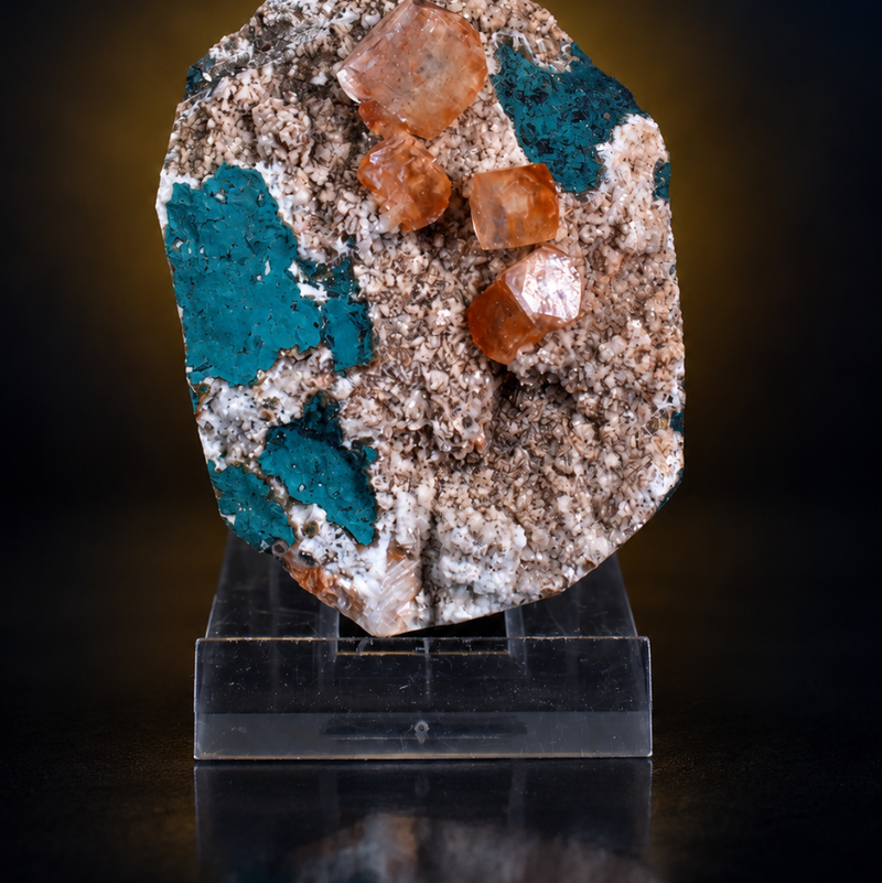 Red Calcite Tabular Crystal Group with Heulandite | 120 g | 6 × 5 × 4 cm