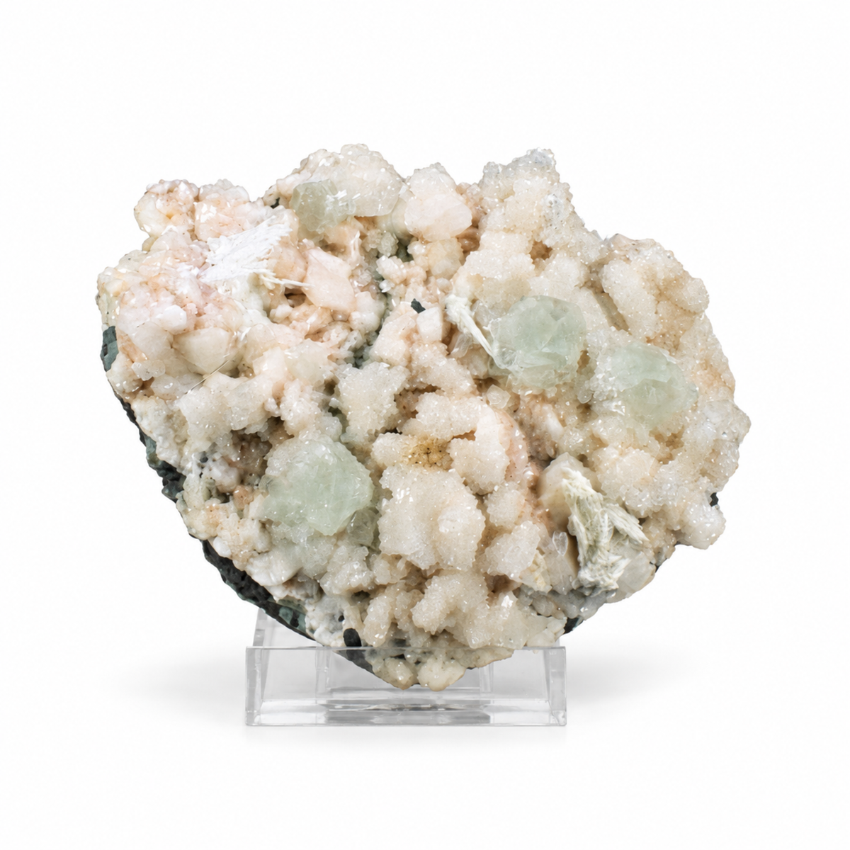 Natural Green Apophyllite with Stilbite and Heulandite – 560 g