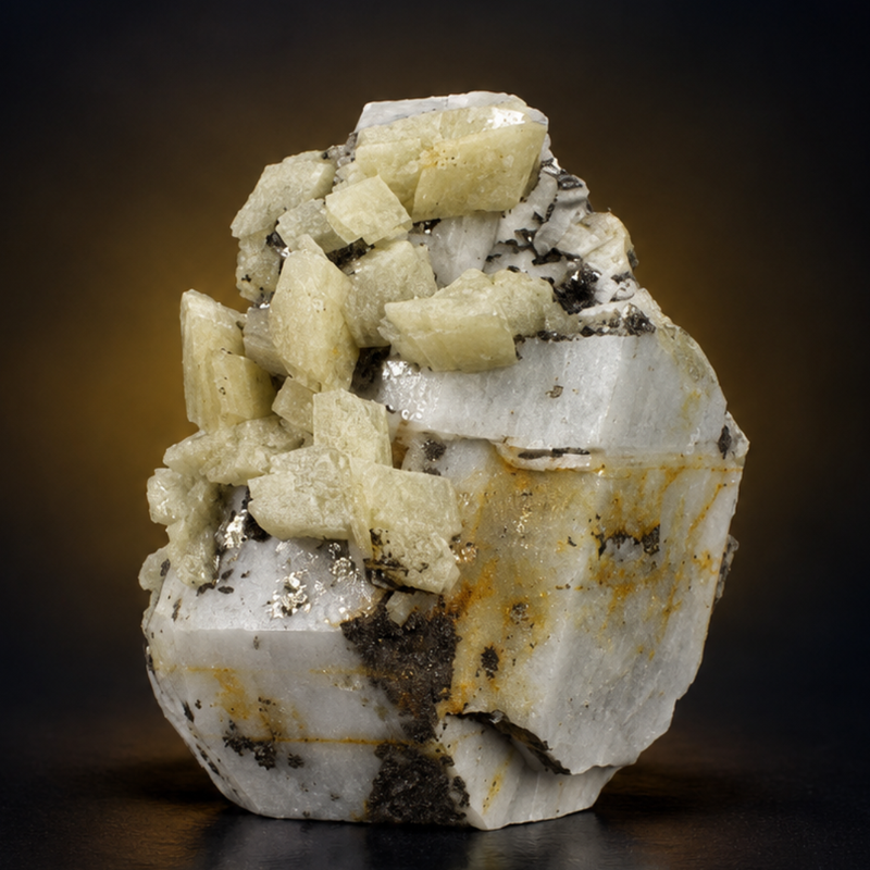 Apatite with Pyrite and Black Tourmaline  — India | 520 g | 11 × 10 × 4 cm