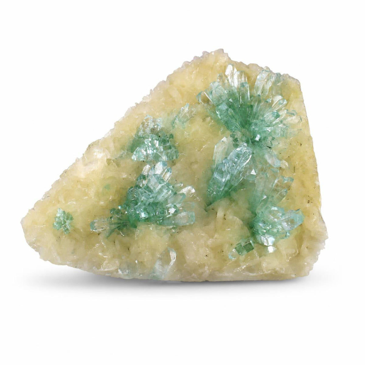 Natural Green Apophyllite with Stilbite Crystal Matrix Mineral Specimen from India 190 gm 11 × 10 × 2 cm