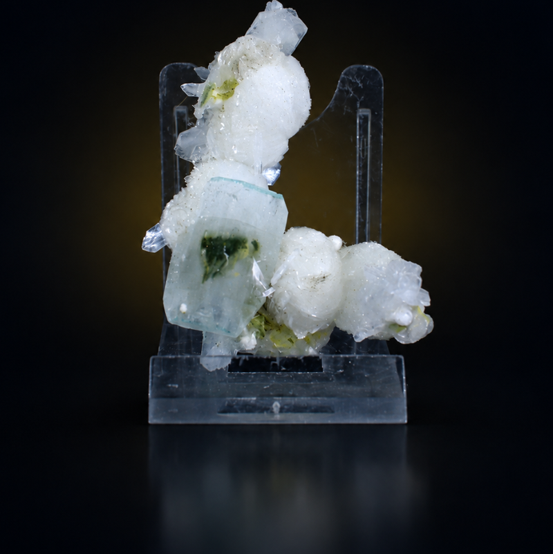 White Okenite Fibrous Spheres with Heulandite | 40 g | 7 × 5 × 3 cm
