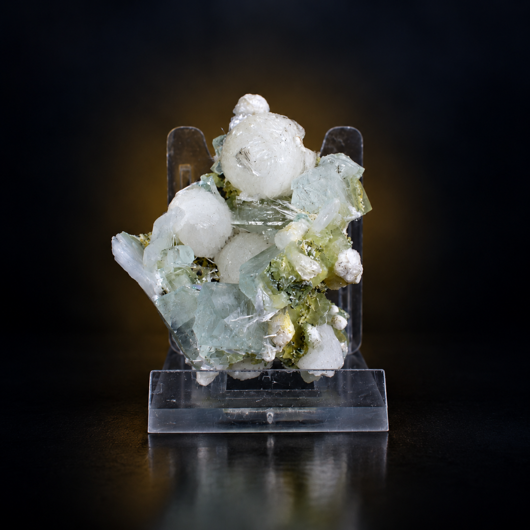Natural Apophyllite with Heulandite &amp; Okenite Mineral Specimen – 40g